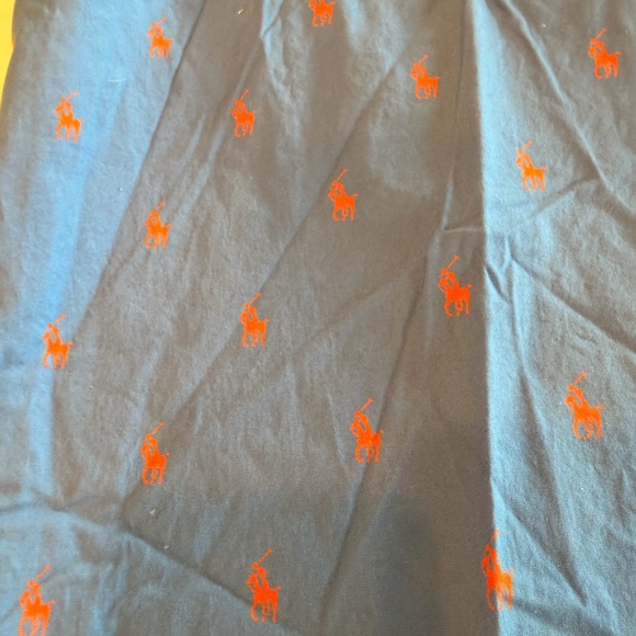 Polo by Ralph Lauren Men’s Blue Pajama Pants with Orange Polo Detail Size XL - Picture 4 of 6